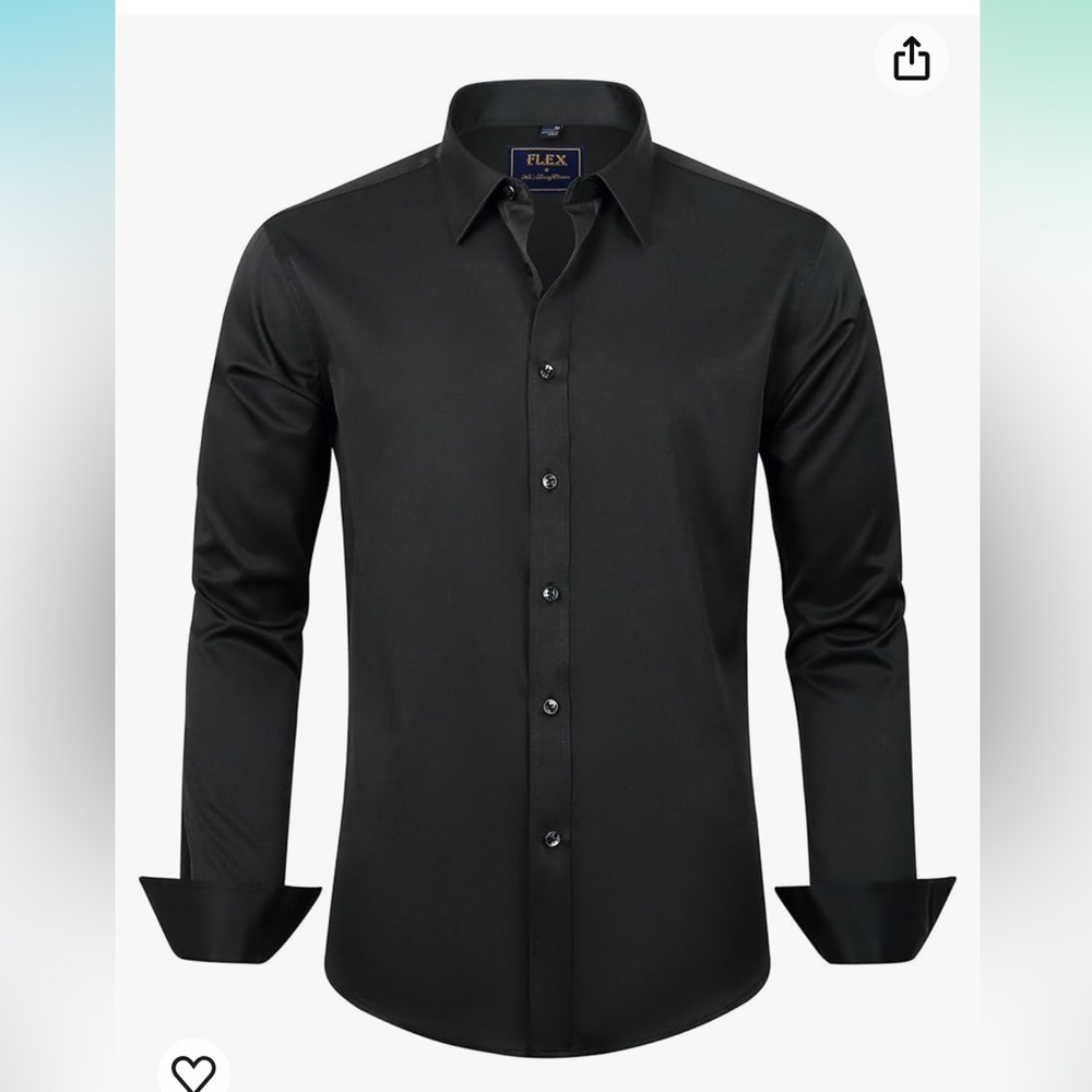 Flex Men’s Black Stretch Dress Shirt Size M